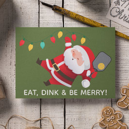 Schattige Pickleball Santa Green Christmas Foto Feestdagen Kaart