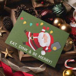 Schattige Pickleball Santa Green Christmas Foto Feestdagen Kaart