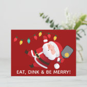 Schattige Pickleball Santa Red Christmas Feestdagenkaart (Staand voorkant)