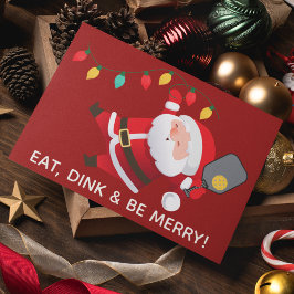 Schattige Pickleball Santa Red Christmas Foto Feestdagen Kaart