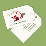 Schattige Pickleball Santa White Christmas Cadeaulabel<br><div class="desc">Schattige jolly kerstvakantie cadeau label met een Pickleball twist - swingende graphic Santa met een bal en peddel,  klaar voor een uitdaging. Alle tekstelementen volledig aanpasbaar. Contact voor hulp bij het personaliseren of aanpassen aan uw individuele wensen. Prettige feestdagen</div>