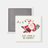 Schattige Pickleball Santa White Christmas Magneet (Voorkant / Achterkant)