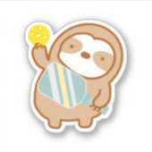 Schattige Pickleball Speler Luiaard Sticker (Voorkant)