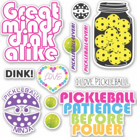 Schattige pickleball sticker sheet 007, groot (Voorkant)