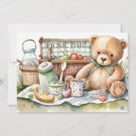 schattige picknick beren toevoegen tekst kaart (Voorkant)