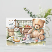 schattige picknick beren toevoegen tekst kaart (Staand voorkant)