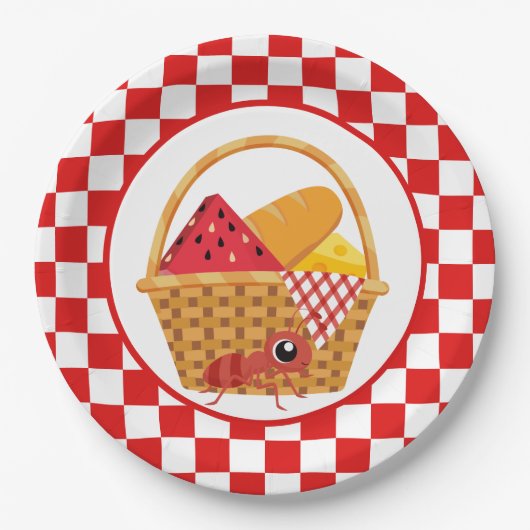 schattige picknick papieren bordje (Voorkant)