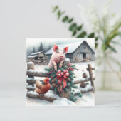 Schattige Pig and Chicken Christmas Boerderij gepe (Staand voorkant)