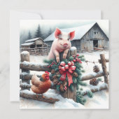 Schattige Pig and Chicken Christmas Boerderij gepe (Voorkant)