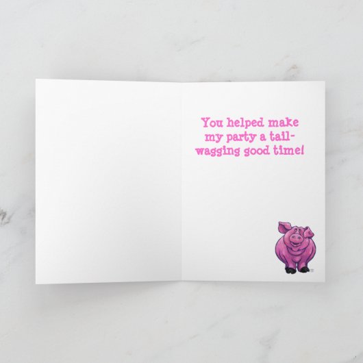 Schattige Pig Birthay Party Dank u Bedankkaart (Binnen)