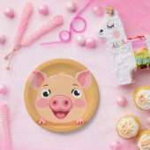 Schattige Pig Face Animal Boerderij Zoo Verjaardag Papieren Bordje (Feest)