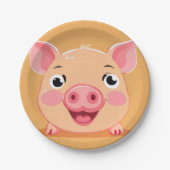 Schattige Pig Face Animal Boerderij Zoo Verjaardag Papieren Bordje (Voorkant)