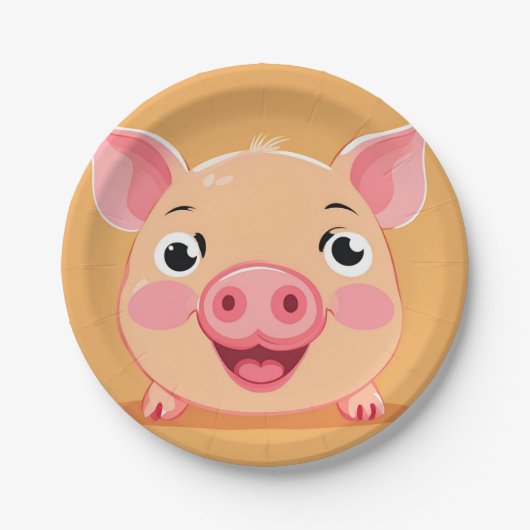 Schattige Pig Face Animal Boerderij Zoo Verjaardag Papieren Bordje (Voorkant)