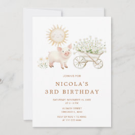 Schattige Pig Wheelbarrow verjaardagsfeestje Kaart