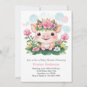 Schattige Piggy en Wildflower Meisje Baby shower Kaart (Voorkant)