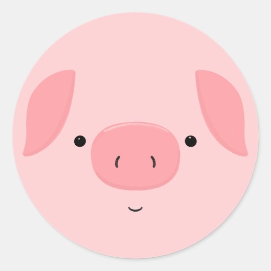 Schattige Piggy Kids Verjaardag Ronde Sticker (Voorkant)