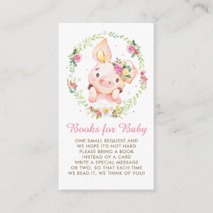 Schattige Piggy Pink Floral Baby shower Breng een  Informatiekaartje