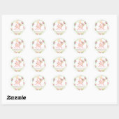 Schattige Piggy Pink Floral Baby shower Verjaardag Ronde Sticker (Vel)