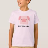 Schattige Piggy Roze Verjaardags Meisje T-shirt (Voorkant)
