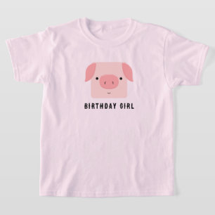 Schattige Piggy Roze Verjaardags Meisje T-shirt