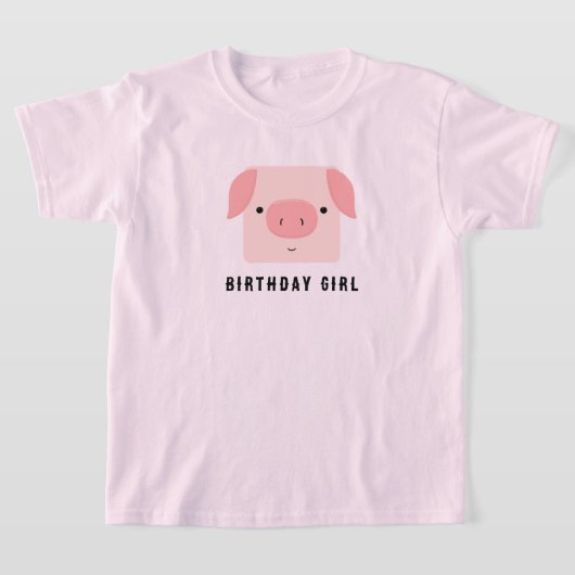 Schattige Piggy Roze Verjaardags Meisje T-shirt (Laagn)