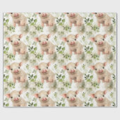 Schattige Piggy Waterverf Naadloos Patroon Cadeaupapier (Vlak)