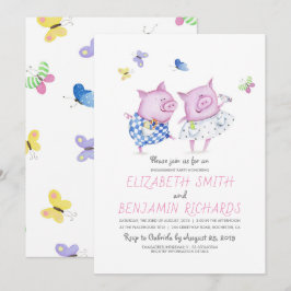 Schattige Pigs Couple Sweet Engagement Party Kaart