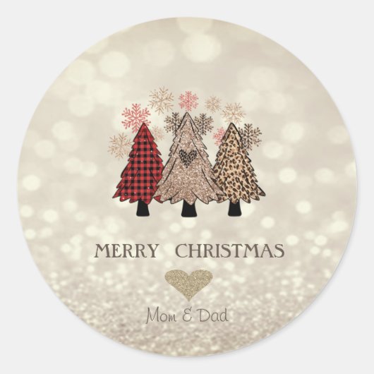 Schattige pijnbomen, Glittery Bokeh Classic Ronde Sticker (Voorkant)