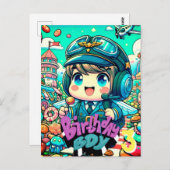 Schattige piloot verjaardagsjongen briefkaart (Voorkant / Achterkant)