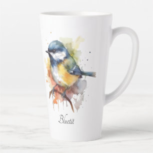 Schattige Pimpelmees op een Tak, op maat gemaakt Latte Mok