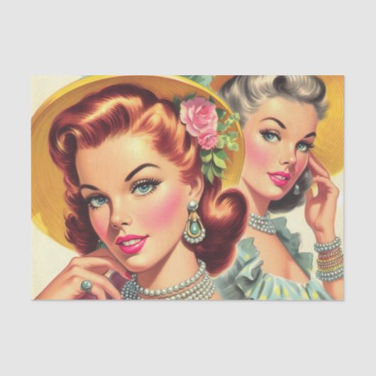  Schattige Pin-up Meisjes Tissuepapier (Voorkant)