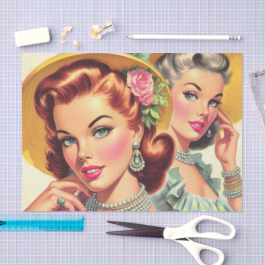  Schattige Pin-up Meisjes Tissuepapier (Craft)