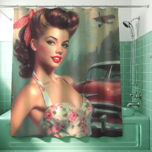 Schattige Pin-Up Schilderen Douchegordijn