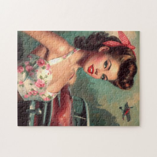  Schattige Pin-Up Schilderen Legpuzzel (Horizontaal)