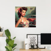Schattige Pin-Up Schilderen Poster (Thuiskantoor)