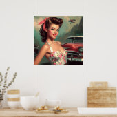 Schattige Pin-Up Schilderen Poster (Keuken)