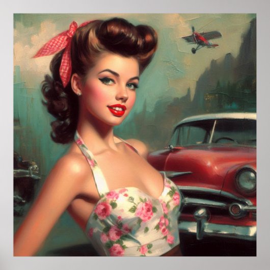 Schattige Pin-Up Schilderen Poster (Voorkant)