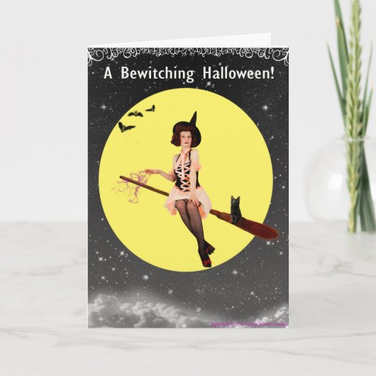 Schattige Pin-Up WItch Kaart (Voorkant)