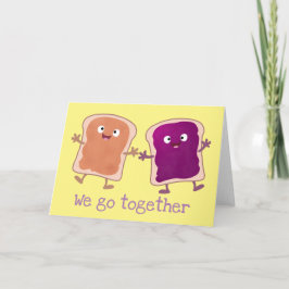 Schattige pindakaas en jam Valentijnskaart cartoon Kaart