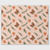 Schattige Pinecone en Leaf Naadloos inpakpapier (Vlak)