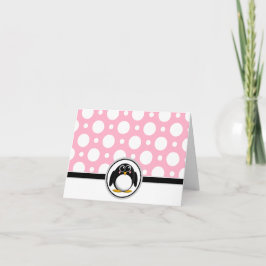 Schattige Pinguïn aangepast Roze Polka Dot Kaarten