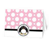 Schattige Pinguïn aangepast Roze Polka Dot Kaarten