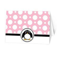 Schattige Pinguïn aangepast Roze Polka Dot Kaarten