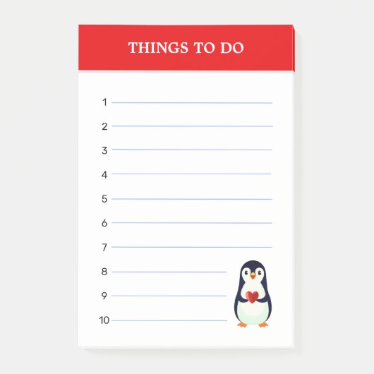 Schattige Pinguïn & Bewerkbare Dingen Om Te Doen N Post-it® Notes (Voorkant)