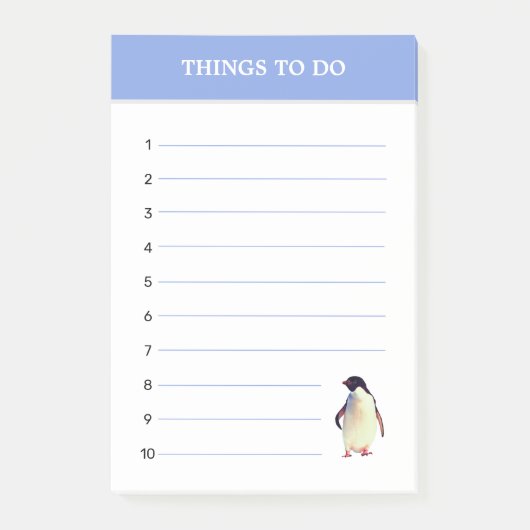 Schattige Pinguïn & Bewerkbare Taken Post-it Notit Post-it® Notes (Voorkant)