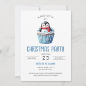 Schattige pinguïn blauw kerstfeest kaart (Voorkant)