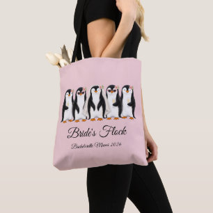 Schattige Pinguïn Bruid's Trouwmeisjes Roze Bachel Tote Bag