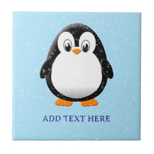 Schattige Pinguïn Cartoon Aangepaste Blauwe Tegeltje