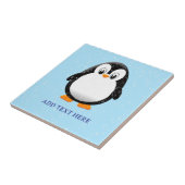Schattige Pinguïn Cartoon Aangepaste Blauwe Tegeltje (Zijkant)