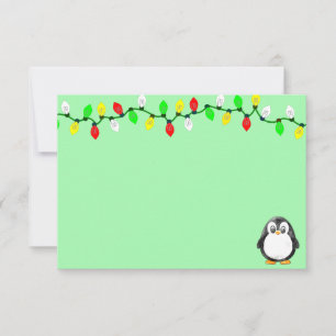 Schattige Pinguïn Cartoon Aangepaste Kerstmis Notitiekaartje